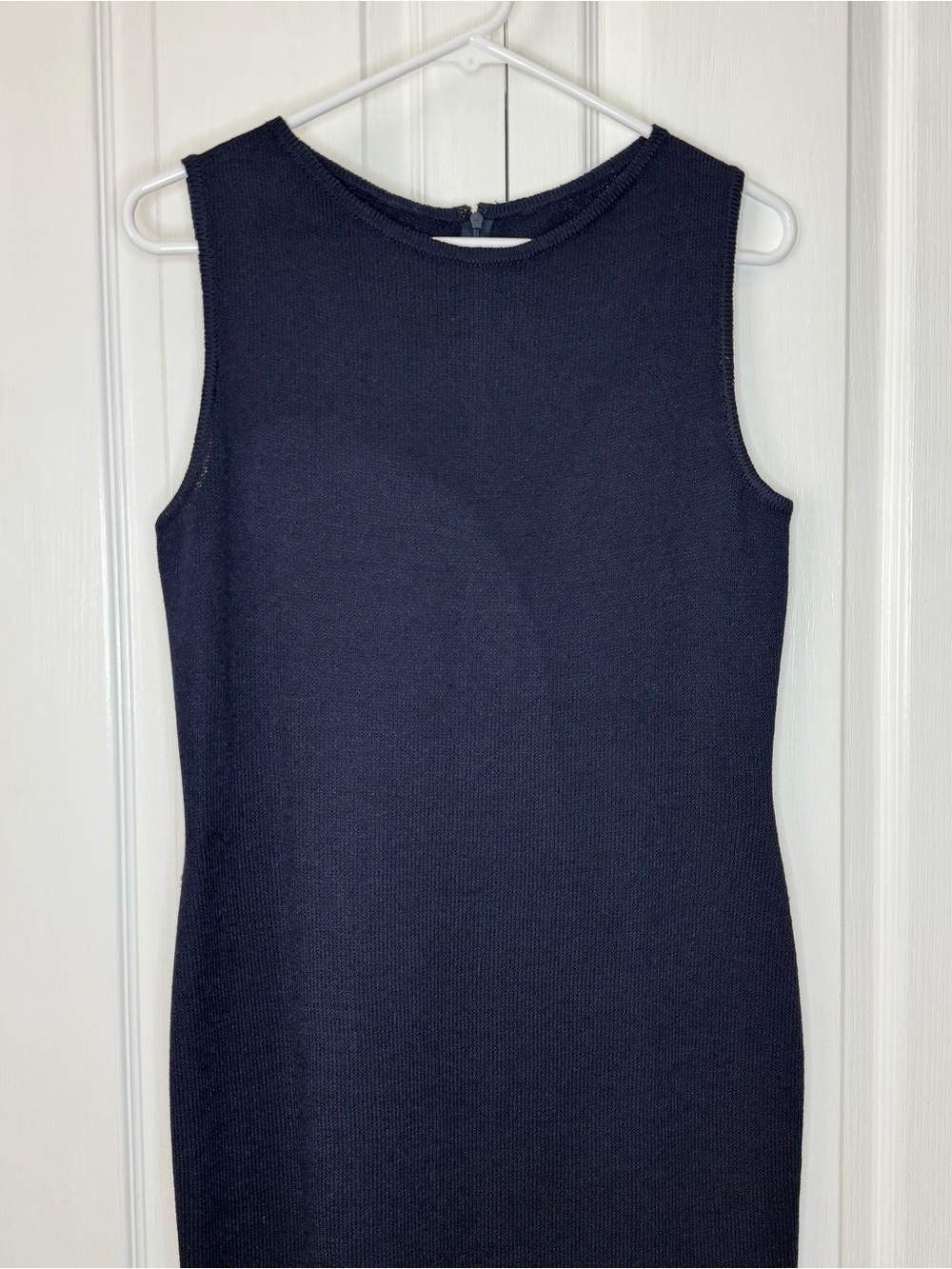 St John Collection Navy Knit Sheath Dress Sleeveless Career Size 4 - Picture 3 of 7